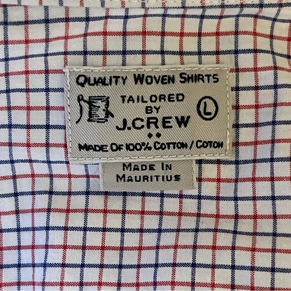 Tailored by J. Crew Red and Blue Plaid on White Button-Up Shirt - Picture 3 of 3
